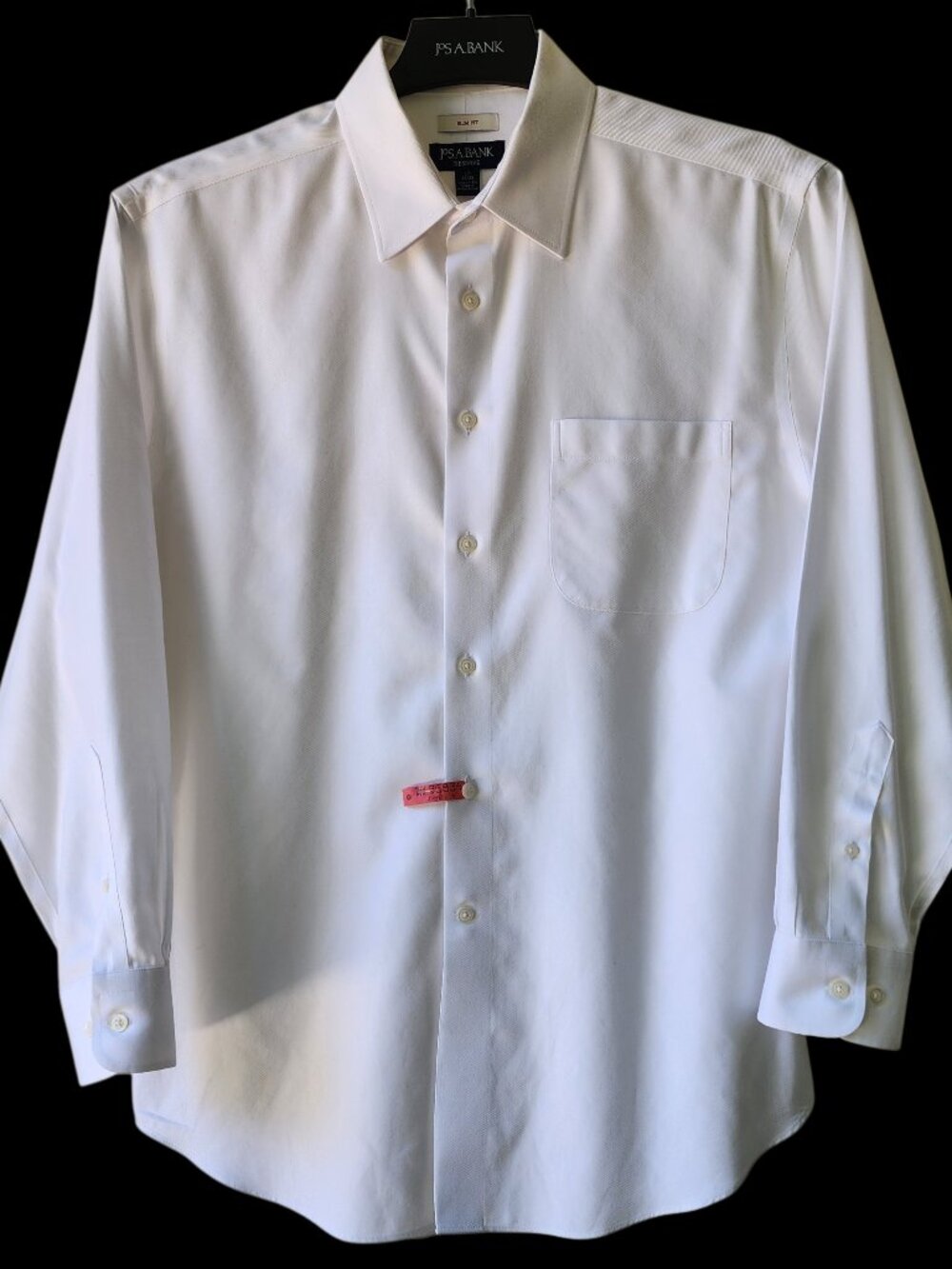 17 32/33 White Dress Shirt Slim Fit Jos A Bank Reserve Cotton Spread Collar Mens